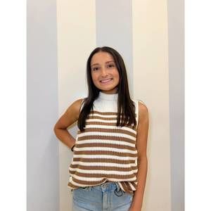 NEW DESIGN HISTORY haven striped sweater in cream and brown